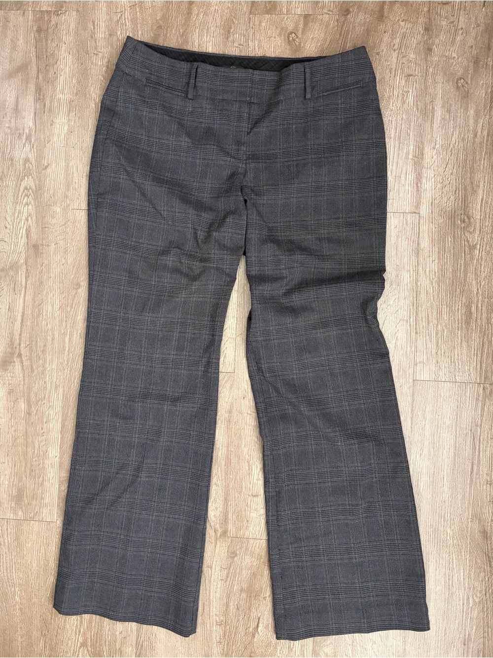 LOFT Marisa Trouser Grey Plaid Wide Leg Dress Pants Sz 10
